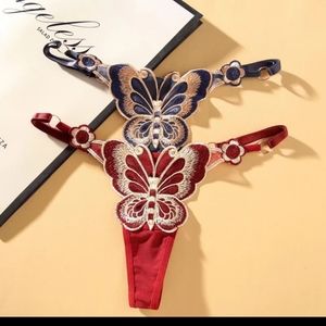 Butterfly Embroidery Thong